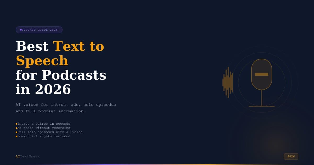 Best Text to Speech for Podcasts in 2026 (Intros, Ads & Full Episodes)
