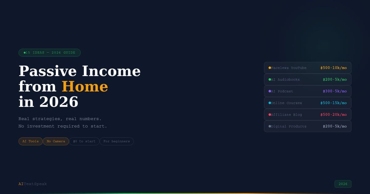 15 Realistic Ways to Make Passive Income from Home in 2026