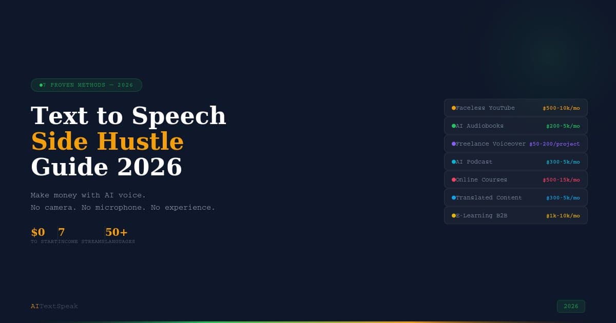 Text to Speech Side Hustle: 7 Ways to Make Money with AI Voice in 2026