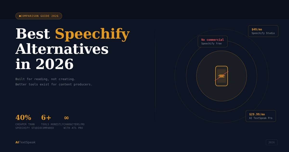 Best Speechify Alternatives in 2026 (Cheaper & Better for Creators)