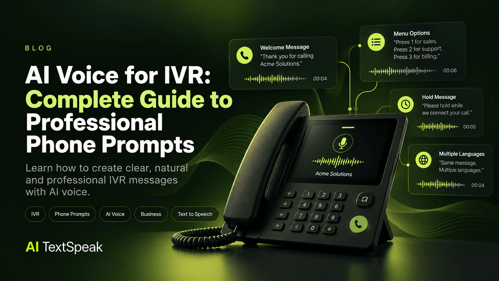 AI Voice for IVR: Complete Guide to Professional Phone Prompts